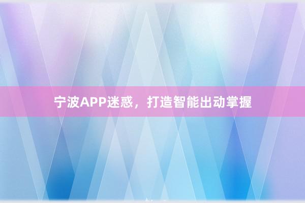 宁波APP迷惑，打造智能出动掌握